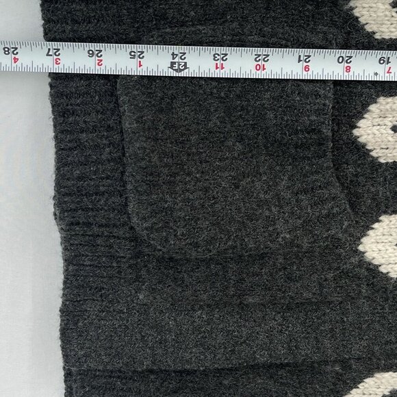 J. Jill Beaded Nordic Fair Isle Cardigan Sweater Wool Blend Womens M Petite Gray - Picture 9 of 11